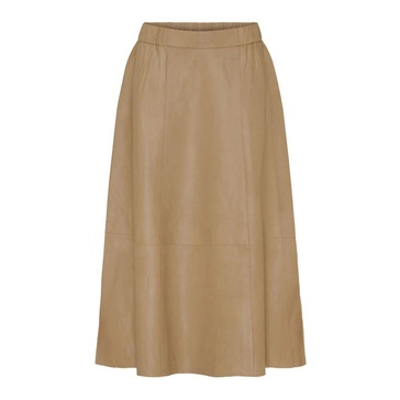 A-Shape Leather Skirt Latte