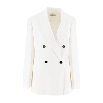 Double-Breasted Elegant Jacket with Contrasting Buttons