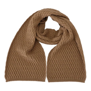 Womens Dark Brown Knitted Scarf with Logo Details