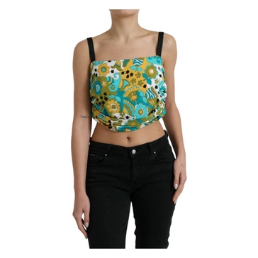 Elegant Floral Silk Blend Cropped Tank Top