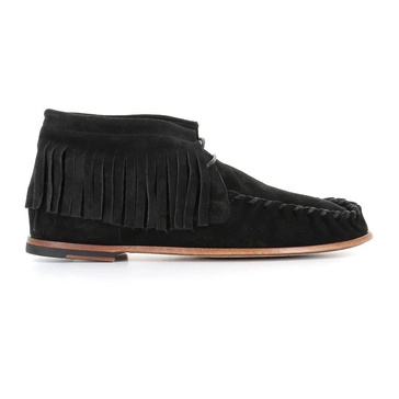 Black Suede Fringe Boots