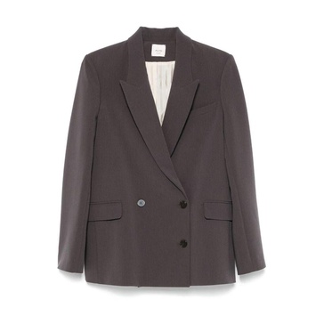 Double-Breasted Twill Blazer Dark Gray