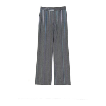 Gray Wool Blend Flared Leg Trousers