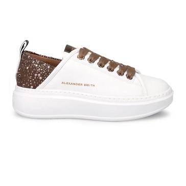 Wembley White Leather Sneakers with Rhinestones