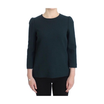 Green Wool Blouse with 3/4 Sleeves