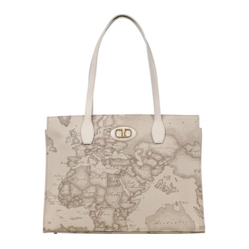Beige Zip Closure Bag with Inside Pockets