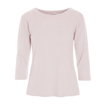 Pale Pink Rib Blouse with ¾ Sleeves