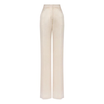 Ivory Satin Pleated Trousers