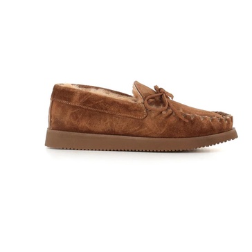 Brown Suede Moccasin Sandals with Bow
