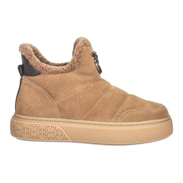 Suede Fur Bootie in Cognac