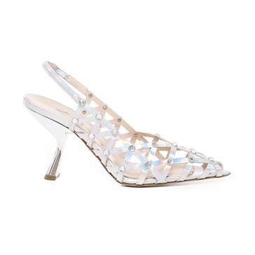 Metallic Leather Pumps with Asymmetric Heel