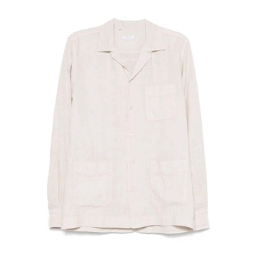 White Linen Bowling Collar Overshirt