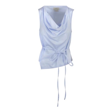 Poplin Blouse with Draped Neckline