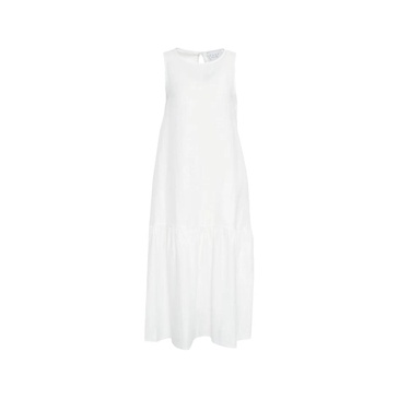 Elegant Linen Maxi Dress with Cut-outs