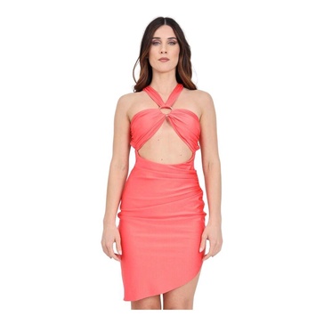 Coral Cut-Out Asymmetrical Dress