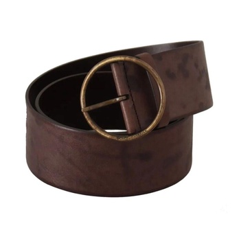 Luxury Leather Logo Belt with Round Buckle