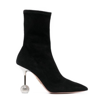 Black Leather Disco Heel Booties