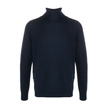 Blue Merino High Neck Sweater