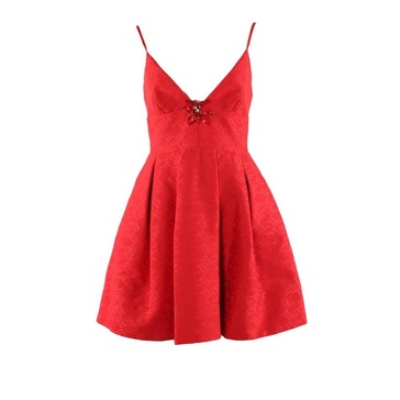 Red Dress with Removable Brooch