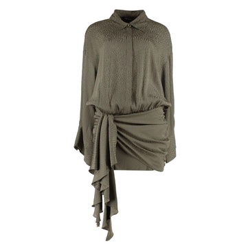 Silk Mini Dress with Shirt Collar