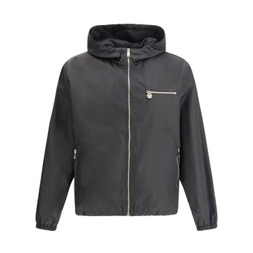 Monochrome Hooded Jacket with Zippered Pockets