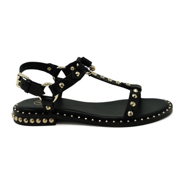 Black Leather Ballerina Sandals