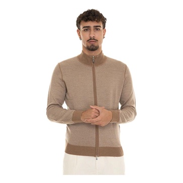 Merino Wool Zip Cardigan with Contrast Details