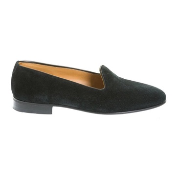 Black Leather Slip-On Shoes
