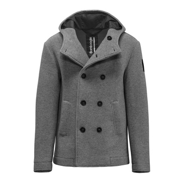 Short Double-Breasted Wool Coat with Hood