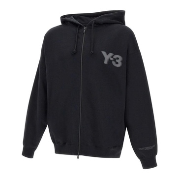 Black Cotton Hooded Sweatshirt with Embroidered Logos