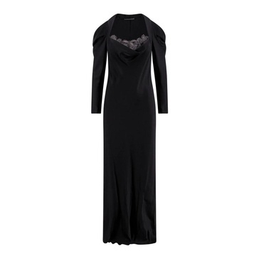 Black Dress with Long Sleeves and Flared Bottom