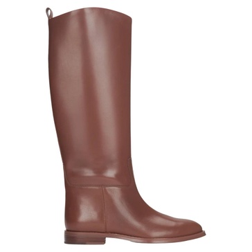 Women's Brown Knee-High Boots with a Wide Shaft made of Genuine Leather Estro ER00116068