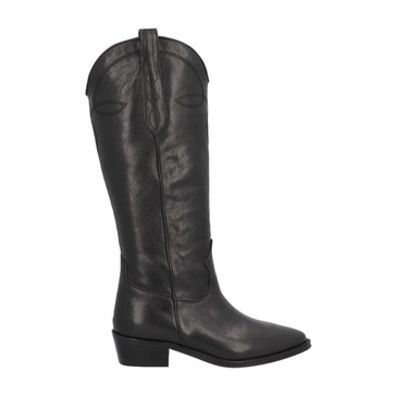 Black Casual Leather Womens Boot