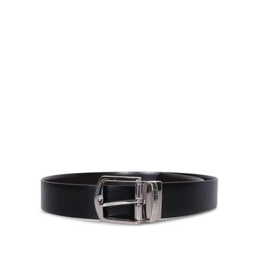 Black Leather Logo Buckle Belt