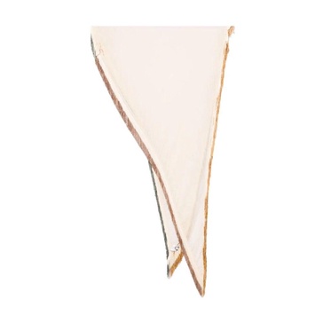 Beige Triangle Scarf with Fringed Edge