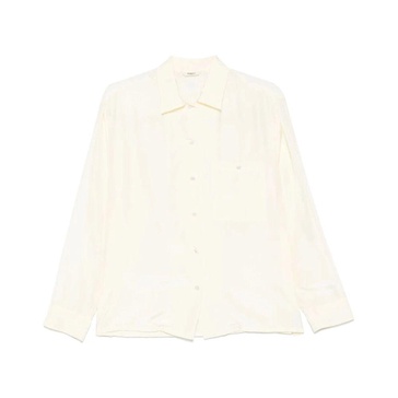 Beige Button-Up Shirt Long Sleeves