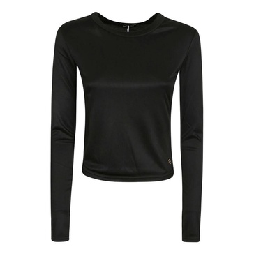 Black Stretch Top with Logo Detail