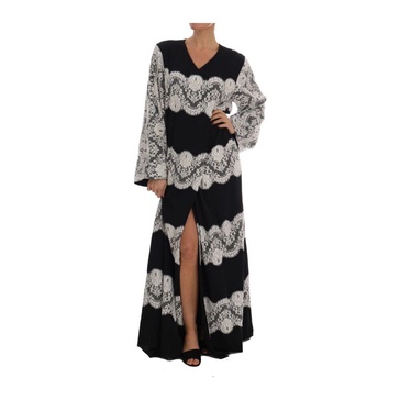 Elegant Silk Floral Lace Kaftan Maxi Dress