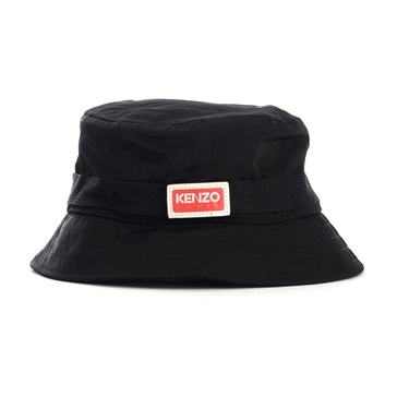 Black Logo Bucket Hat with Red and White Front