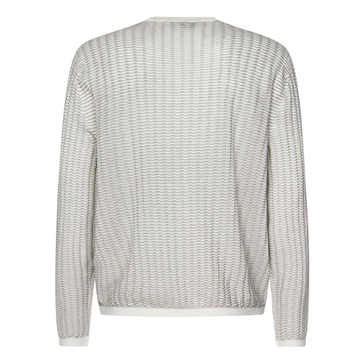 White Wave Pattern Crewneck Sweater