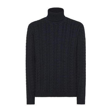 Black High Neck Cable Knit Turtleneck