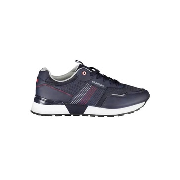 Blue Polyester Sneaker with Laces and Logo