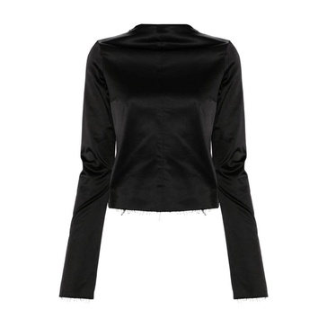 Black Satin Logo Top