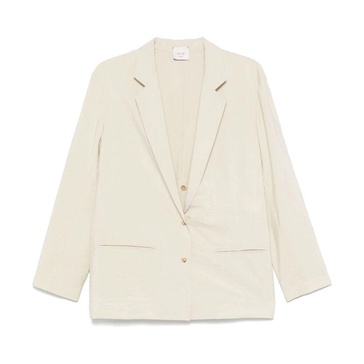 Beige Button-Up Jacket with Pockets