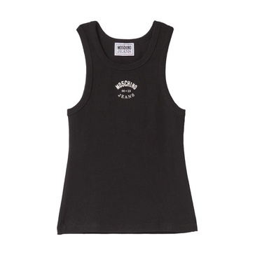 Ribbed Logo Tank Top Black