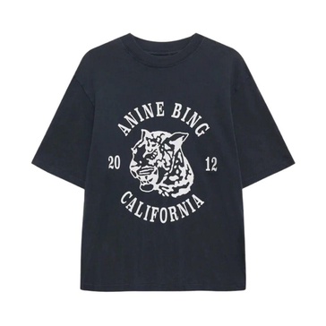 Leopard Print Oversized Tee - Charcoal