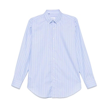 Striped Shirt Light Blue Button Front Long Sleeve