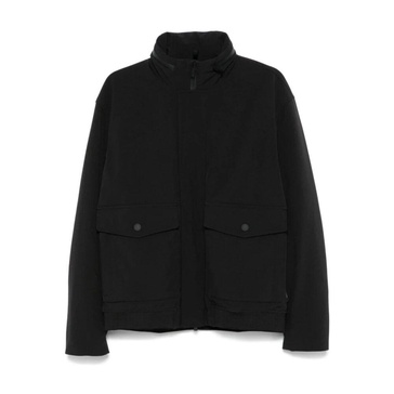 Black Textured Jacket with Concealed Fastening