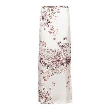 Printed Silk Long Skirt with Slit