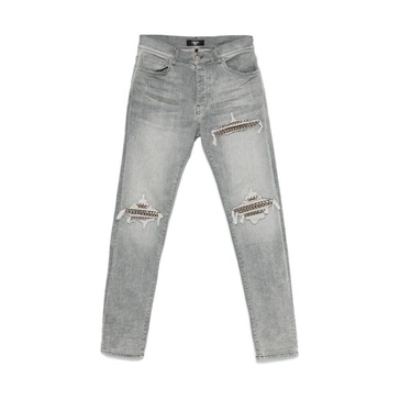 Light Grey Ripped Jeans with Button Fly